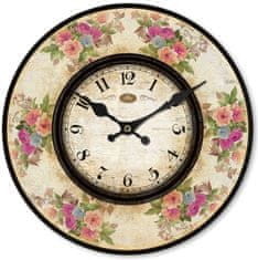 Isabelle Rose Nástěnné hodiny dřevěné s barevnými květy 29 cm