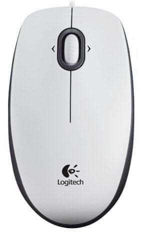 Logitech B100 Optical USB Mouse, bílá (910-003360)