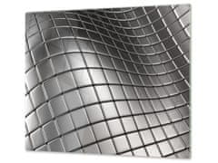 Glasdekor Ochranné sklo stříbrný ocelový abstrakt - Ochranná deska: 60x70cm, Lepení na zeď: S lepením na zeď