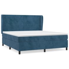 Vidaxl Box spring postel s matrací tmavě modrá 160x200 cm samet