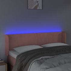 Vidaxl Čelo postele s LED růžové 147 x 16 x 78/88 cm samet