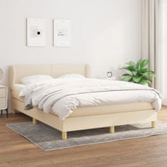 Vidaxl Box spring postel s matrací krémová 140x190 cm textil