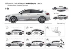 Rider Ochranné boční lišty na dveře, Honda Civic XI, 2021- , Liftback