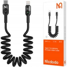 Mcdodo Kabel pro iPhone, USB-C, pružinový, vysokorychlostní, 36W, 1,8M, Mcdodo CA-1960