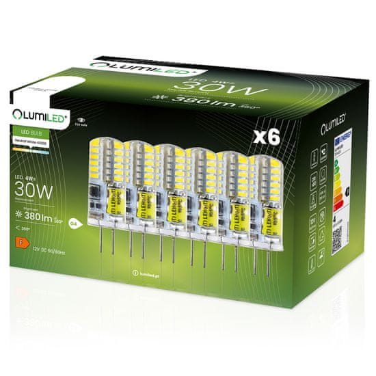 LUMILED 6x LED žárovka G4 CAPSULE 4W = 30W 380lm 4000K Neutrálni bílá 360°