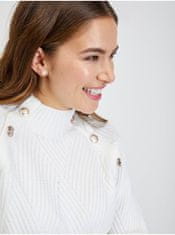 Orsay Bílý dámský žebrovaný svetr s ozdobnými knoflíky ORSAY L