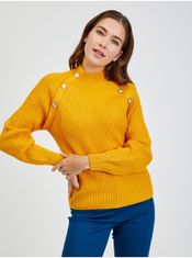 Orsay Žlutý dámský žebrovaný svetr s ozdobnými knoflíky ORSAY S