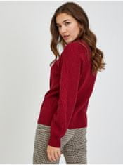 Orsay Červený dámský žebrovaný svetr s ozdobnými knoflíky ORSAY S