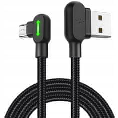 Mcdodo MCDODO 90° ÚHLOVÝ KABEL MICRO USB RYCHLONABÍJENÍ OBOUSTRANNÝ QC 3 LED 1M