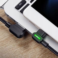 Mcdodo MCDODO ÚHLOVÝ KABEL 90° MICRO USB RYCHLONABÍJENÍ OBOUSTRANNÝ QC 3 LED 3M