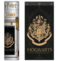 CurePink Prapor Harry Potter: Bradavice - Hogwarts (95 x 47 cm) černá látka