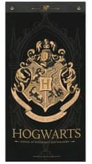 CurePink Prapor Harry Potter: Bradavice - Hogwarts (95 x 47 cm) černá látka