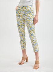 Orsay Žluto-bílé dámské zkrácené květované kalhoty 36