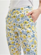 Orsay Žluto-bílé dámské zkrácené květované kalhoty 36