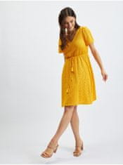 Orsay Žluté dámské vzorované šaty 38
