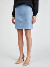 Orsay Světle modrá dámská sukně v semišové úpravě 40