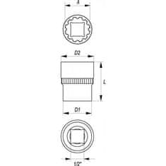 YATO Vnitřní nástrčný klíč 1/2" Spline 23 mm YATO - YT-1475