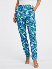 Orsay Zeleno-modré dámské květované kalhoty 40
