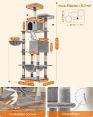 Artenat Kočičí strom Frieda, 206 cm, šedá