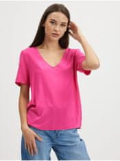 VILA Tmavě růžové dámské basic tričko VILA Paya S