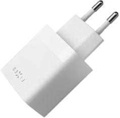 FIXED síťová nabíječka, 2xUSB-A, 17W Smart Rapid Charge, bílá + kabel USB-A - USB-C, 1m