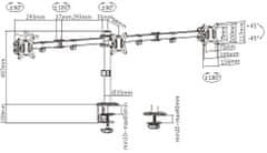 Gembird naklápěcí držák tří monitorů, na stůl, až 27", 7kg, černá