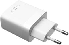 FIXED síťová nabíječka, 2x USB-A, 17W, bílá + USB-A - Lightning kabel, 1m, bílá