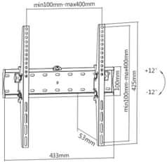 Gembird držák TV, 32"-55" (40kg), náklopný