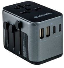 Verbatim univerzální cestovní adaptér UTA-03, 2xUSB-C, 2x USB-A, PD 30W, QC3.0