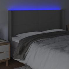 Greatstore Čelo postele s LED šedé 163 x 16 x 118/128 cm umělá kůže