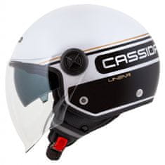 Cassida Otevřená přilba na motorku Handy Plus Linear bílo-černo-zlatá Velikost: XL