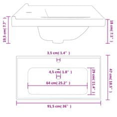 Greatstore Umyvadlo do koupelny bílé 91,5x48x19,5 cm obdélníkové keramika