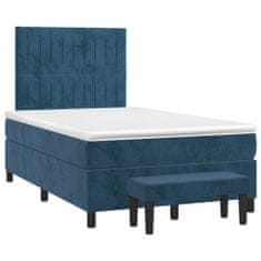 Greatstore Box spring postel s matrací tmavě modrá 120 x 200 cm samet