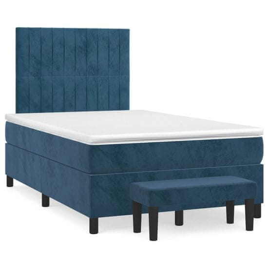 Vidaxl Box spring postel s matrací tmavě modrá 120 x 200 cm samet