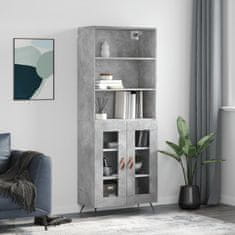 Greatstore Skříň highboard betonově šedá 69,5x34x180 cm kompozitní dřevo