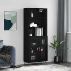 Greatstore Skříň highboard černá 69,5 x 34 x 180 cm kompozitní dřevo