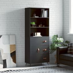 Greatstore Skříň highboard černá 69,5 x 34 x 180 cm kompozitní dřevo