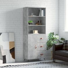 Greatstore Skříň highboard betonově šedá 69,5x34x180 cm kompozitní dřevo