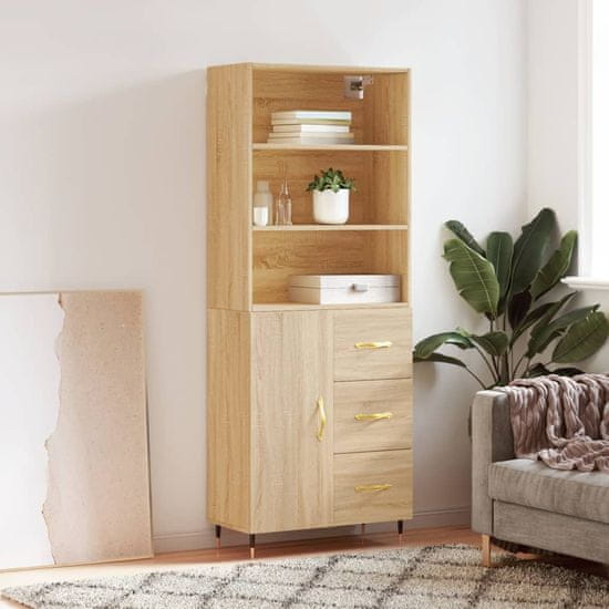 Greatstore Skříň highboard dub sonoma 69,5 x 34 x 180 cm kompozitní dřevo