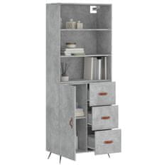 Greatstore Skříň highboard betonově šedá 69,5x34x180 cm kompozitní dřevo