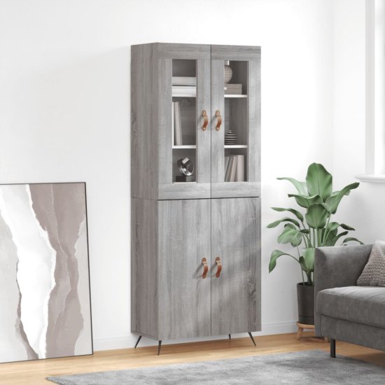 Greatstore Skříň highboard šedá sonoma 69,5 x 34 x 180 cm kompozitní dřevo