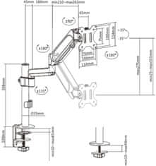 Gembird naklápěcí držák monitoru, na stůl, až 32", 9kg, černá