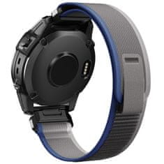 X-Site Řemínek pro Garmin Fenix nylonový 26 mm šedý - modrý pás