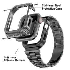 X-Site Řemínek pro Apple watch kovový 3Beads 45mm s krytem černý