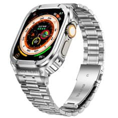 X-Site Řemínek pro Apple watch kovový 3Beads 45mm s krytem stříbrný
