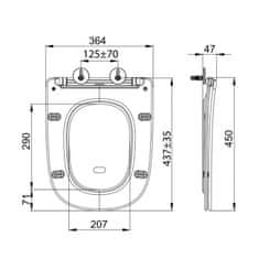 SAPHO BELLO sedátko pro WC kombi, SLIM, Soft Close, bílá PCS103 - Sapho