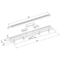 POLYSAN INDY podlahový žlab s nerezovým roštem, L-910, DN50 73661 - Polysan