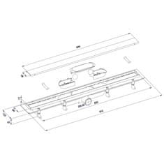 POLYSAN FLISE podlahový žlab s nerezovým roštem i pro dlažbu, L-910, DN50 73691 - Polysan