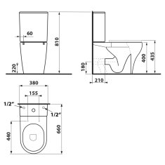 SAPHO BELLO RIMLESS WC kombi, spodní/zadní odpad, bílá PC103WR - Sapho