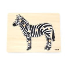 Viga Dětské dřevěné puzzle vkládačka Montessori Viga Zebra
